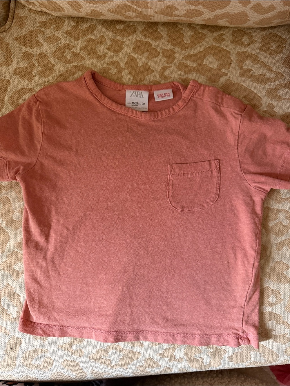 Zara Salmon Colored Short Sleeve Pocket Tee
